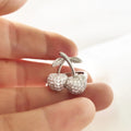 925 Sterling Silver Rhodium 18k Gold Jewelry Wholesale Custom Fashion Adjustable Pave CZ Diamond 3D Cherry Ring