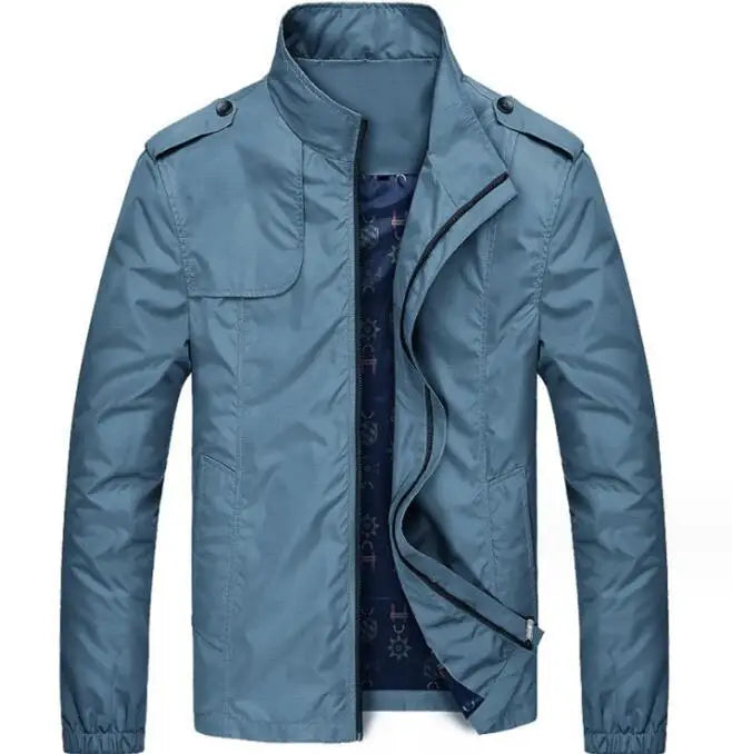 New Men Casual Jacket Outdoor Sportswear Windbreaker Jacket Men Bomber Stand Collar Business Jacket