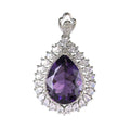 Sparkling Rhodium Plated 925 Silver Jewelry Natural Amethyst Pendant for Women Fine Jewelry Pendants Charms