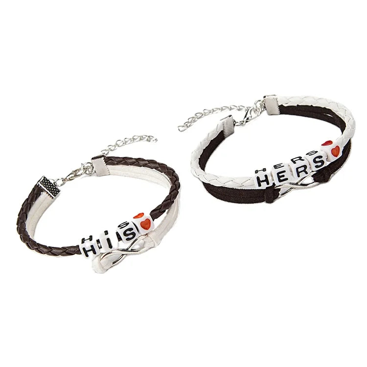 2025 New DS  Fashion Meaning 2 PC  Set Lovers Friendship Rope  Braided  HIS HERS Letters Couple Bracelets
