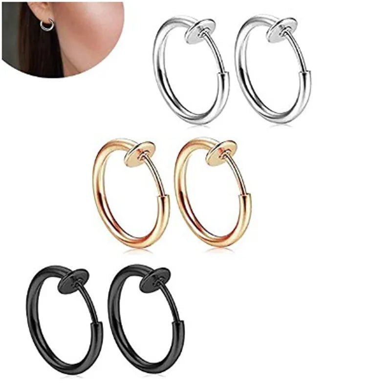 SC Stainless Steel Non Piercing Nose Rings Faux Nose Ring Retractable Earrings Stainless Steel Clip Nose Rings for Women Men