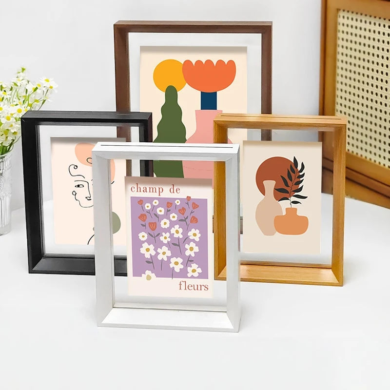 Modern Acrylic+MDF Photo Frames Transparent Clip Design for Wall Gallery Multi-Pic Displays Home Decor for DIY Iron Metal Type