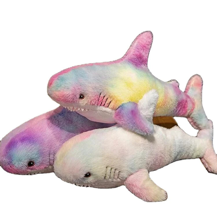Super Soft Seven Colors Stuffed Shark Toys Cuddly Shark Plush Toy Adorable Colorful Fluffy Shark Gift Decoration
