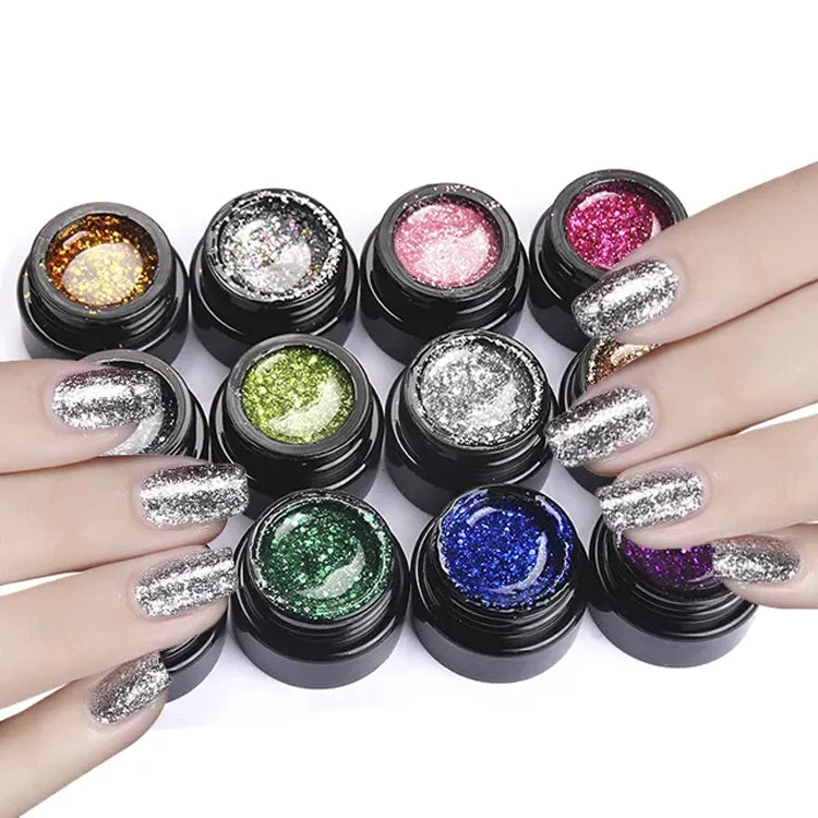 New Arrival Nail Art Manicure Glitter Sequins Starry Gel Varnish Soak Off Uv Led Platinum Nail Gel Polish
