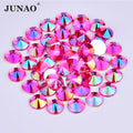 JUNAO 4mm 5mm 6mm 10mm Rivoli Acrylic Rhinestones Round Flat Back Crystals Glue on AB Diamonds Bulk for DIY Phone Case