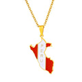 Fashion Popular Gift Stainless Steel Gold Plated Enamel South America Country Peru Map Shape Pendant Jewelry Necklace