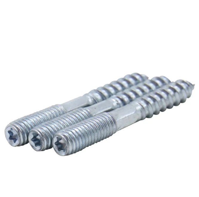 M6 M8 M10 70mm Carbon Steel Double End Screws Zinc Plating Finish Available Wood Screws