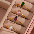 2025 Luxury Stainless Steel Women's Ring Minimalist Colorful Shining 18K Gold Plated for Engagement Party Colorful Shining