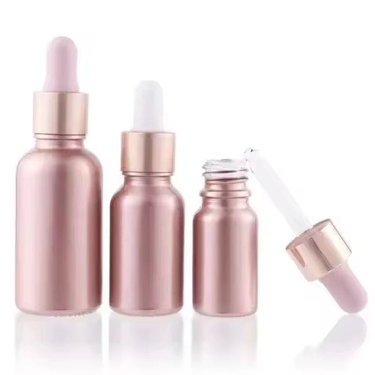 Pink Round 30ml Perfume Glass Cosmetic Custom Essential Oil Bottle Dropper for Essential Oils