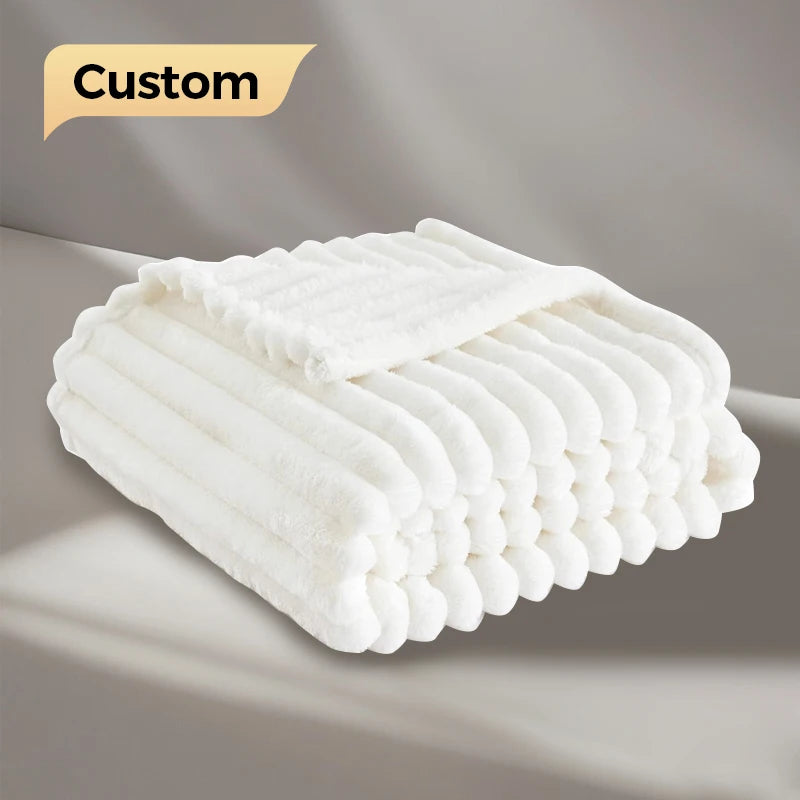 Super Soft Thick Custom Print Photo Premium White Sublimation Digital Transfer Blank Mink Sherpa Fleece Fluffy Throw Blanket