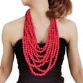 HANSIDON New Arrival Statement Multi Beads Long Necklace Wood Beads Multi Layer Handmade Necklace Bohemian Ethnic Jewelry