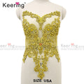 Royal Gold Wedding Dress Embellished Bodice Beaded Applique Patch