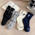 Custom Letter Design logo Men Women Combed Cotton Crew Sport Socks