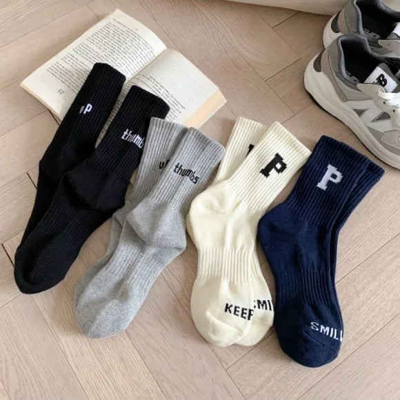 Custom Letter Design logo Men Women Combed Cotton Crew Sport Socks