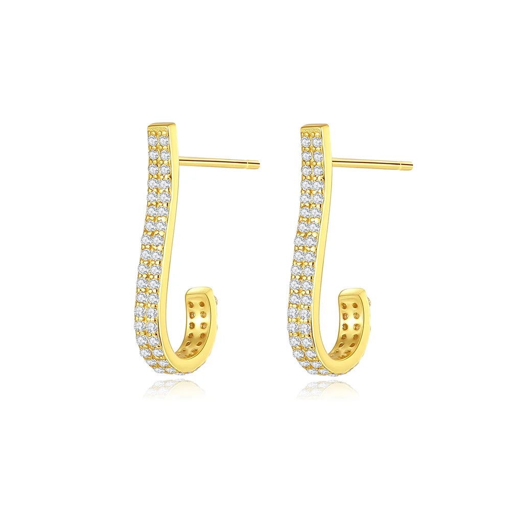 925 Silver Geometric Korean Jewelry Trendy Cubic Zirconia Earrings for Women New Trendy Wedding and Party Jewelry