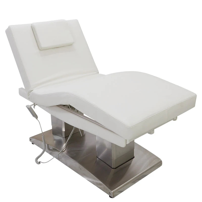 Luxury Beauty Shop Thickened Stainless Steel Base White Thai Massage Bed 4 Motors Electric Heavy Duty Facial Spa Bed