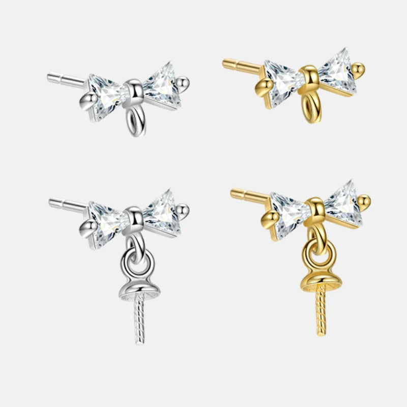 Minimalist 925 Sterling Silver Large Butterfly Knot Cz Korean Designer Fashion Fine Jewelry Gold Plated Stud Earrings Women