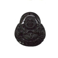 Charms Jade Jewelry Jade Lauging Buddha Pendant Necklace  Certified Black Obsidian Hand Crafted for Decoration