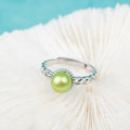 R030580 DIY 6-8mm Natural Freshwater Pearl Ring Accessory 925 Sterling Silver Adjustable Size Engagement Jewelry Ring for Women
