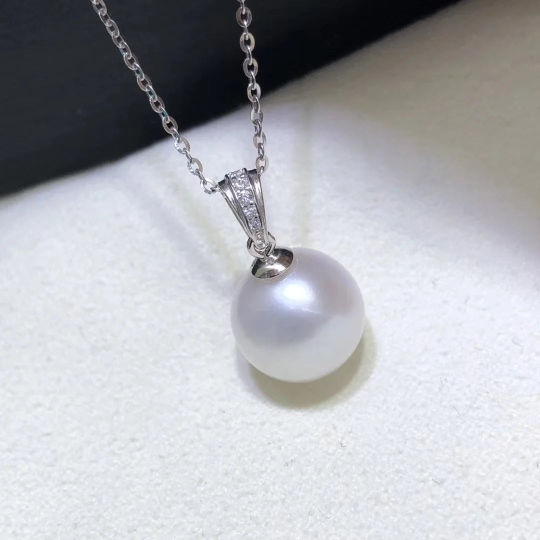 P175 10-11mm DIY Natural Real Freshwater Pearl Charm Pendant Accessory 925 Sterling Silver  Gold Plated Jewelry for Women