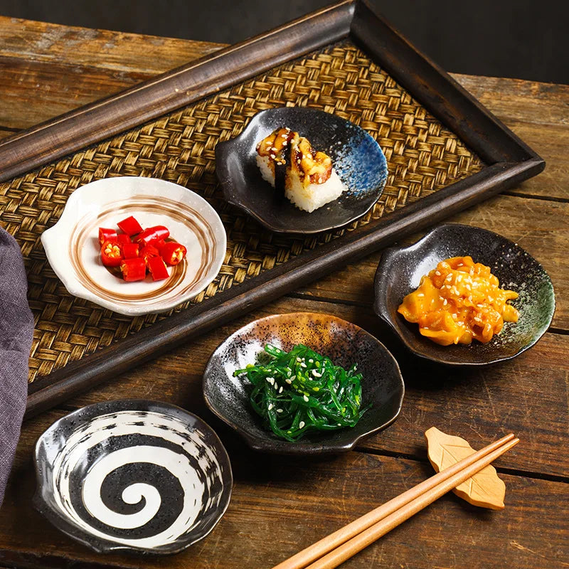 Japanese Eco-Friendly Ceramic Dish Simple Sauce Plate Irregular Commercial Tableware