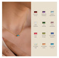 New 18k Gold Plated Stainless Steel Baguette Birthstone Pendent Necklace Gemstone Charm Necklace for Women Girls Gift