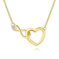 Dainty Silver Jewelry Gold Plated 925 Sterling Silver Cubic Zircon Infinity love Heart Necklace Wholesale