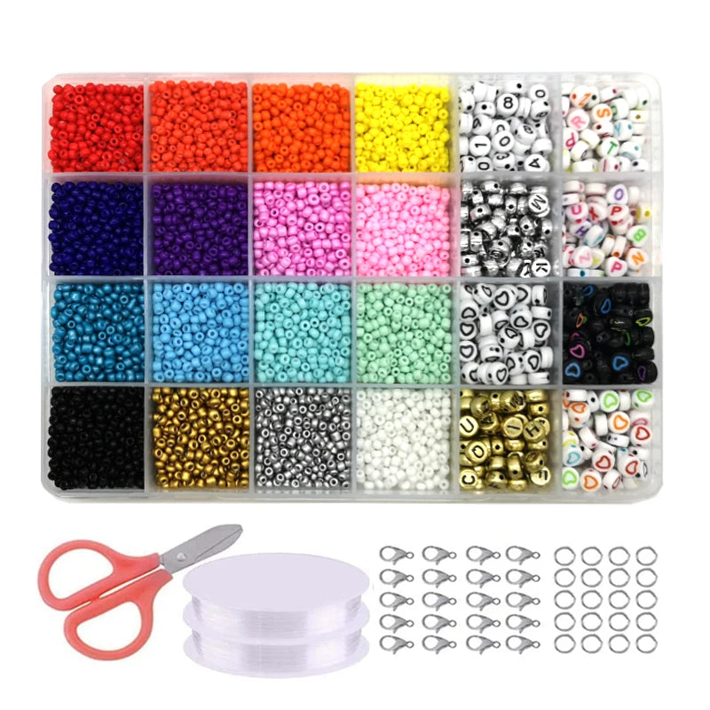 Set Para Hacer Pulseras Glass Seed Beads and Alphabet Letter Beads for Bracelets Jewelry Making