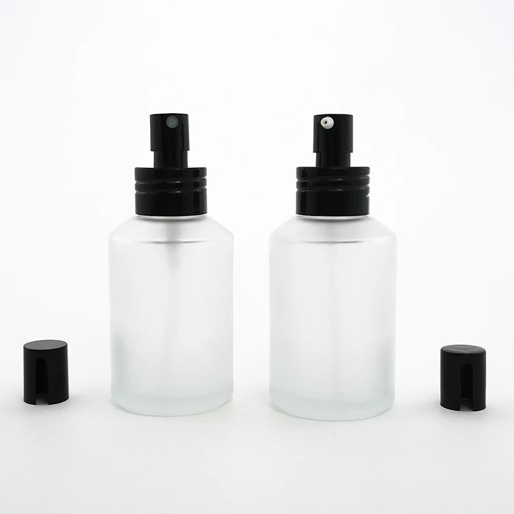 Frosted Glass Spray Pump Bottle 100ml Empty Cosmetic Packaging Bottle with Plastic Spray Pump