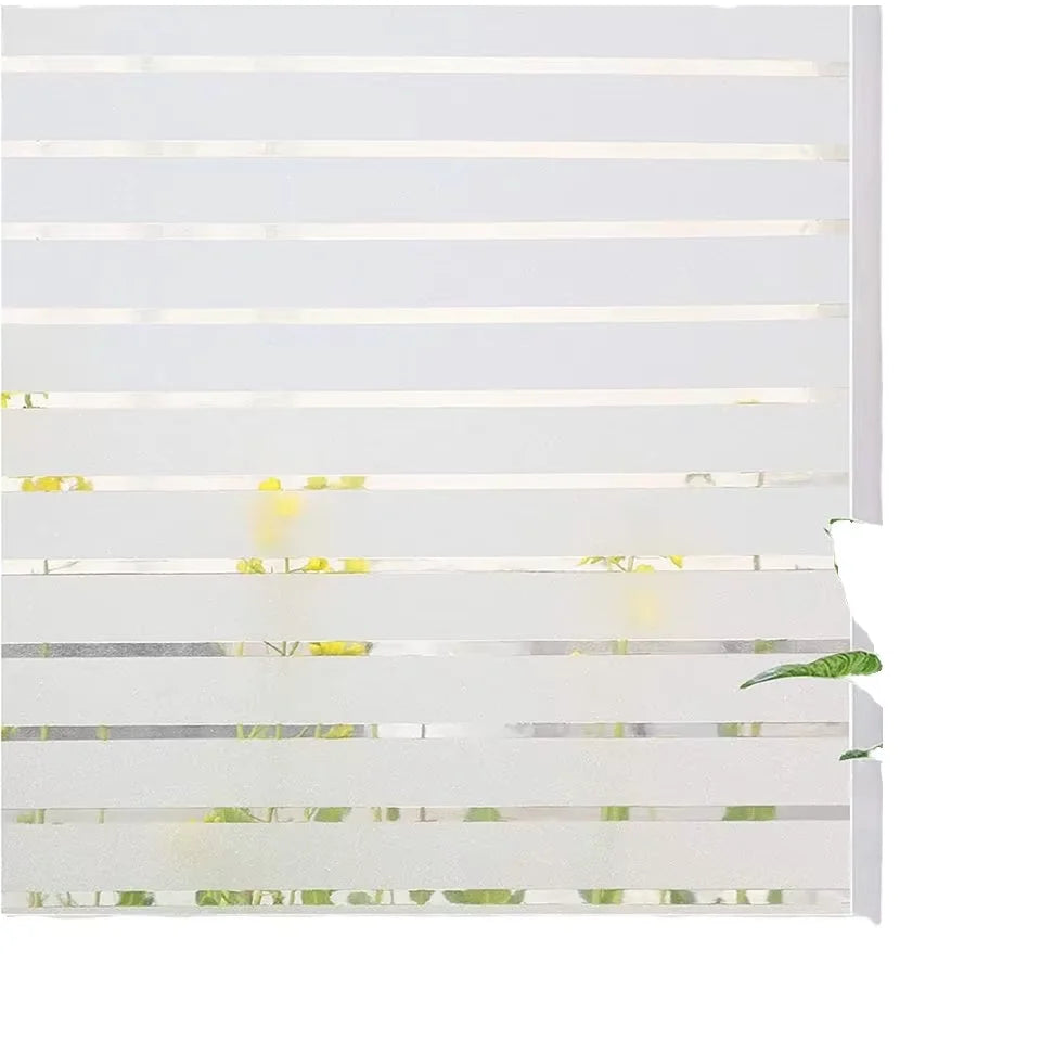 Home Decor Window Film Horizontal Line Frosted static PVC Glass Material with Non-Glue Removable Embossed Finish