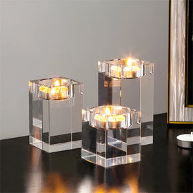 Handmade Light Luxury Creative Custom Square Nice Home Office Wedding Decoration Glass Candle Holder