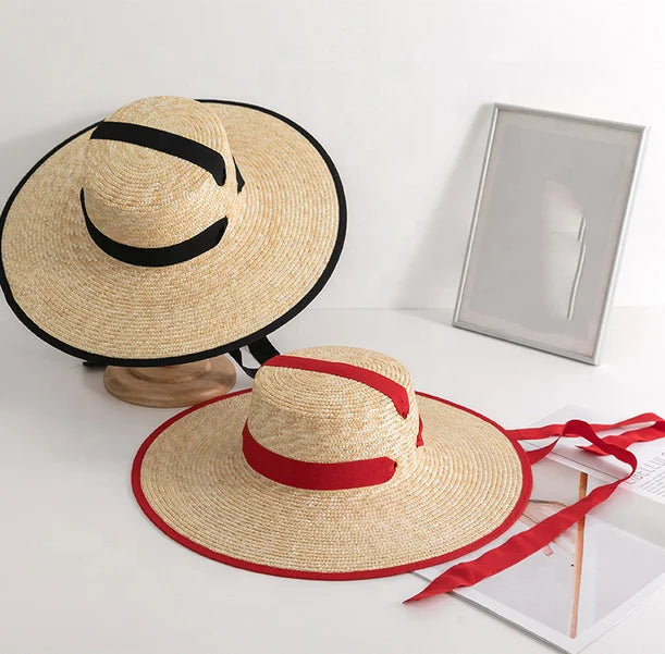 2026 New Big Brim Beach Hat Fashion Sun Visor Hat Wholesale Cheap Price Straw Hats with Hem Strap