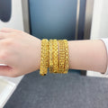Jxx Chunky Traditional Textured Engraved Brass 24k Gold Plated Charm Wedding Anniversary Bangles Unisex Bracelet
