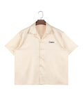 Wholesale Custom Satin Shirt Revers Collar Embroidery Men Shirts Short Sleeve Button up Casual Silk Satin Man Shir