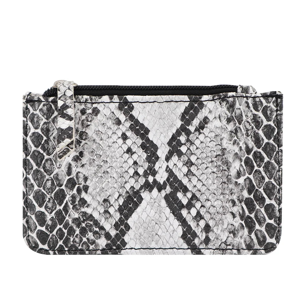 Hot Selling Small Mini Size PU Leather Bag Snake Lizard Pattern Skin Simple Card Holder Zipper Pouch for Coins Keys OEM