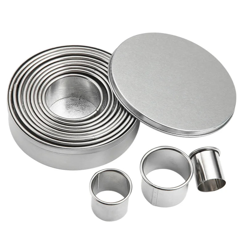 12 Pieces 18/8 Stainless Steel Donut Cutter Ring Molds Round Biscuit Cutter Set Cookie Cutter