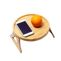 Hot Sale Bamboo Wooden Clip-On Sofa Tray Table New Design round Arm Tray for Living Room for Food and Tools