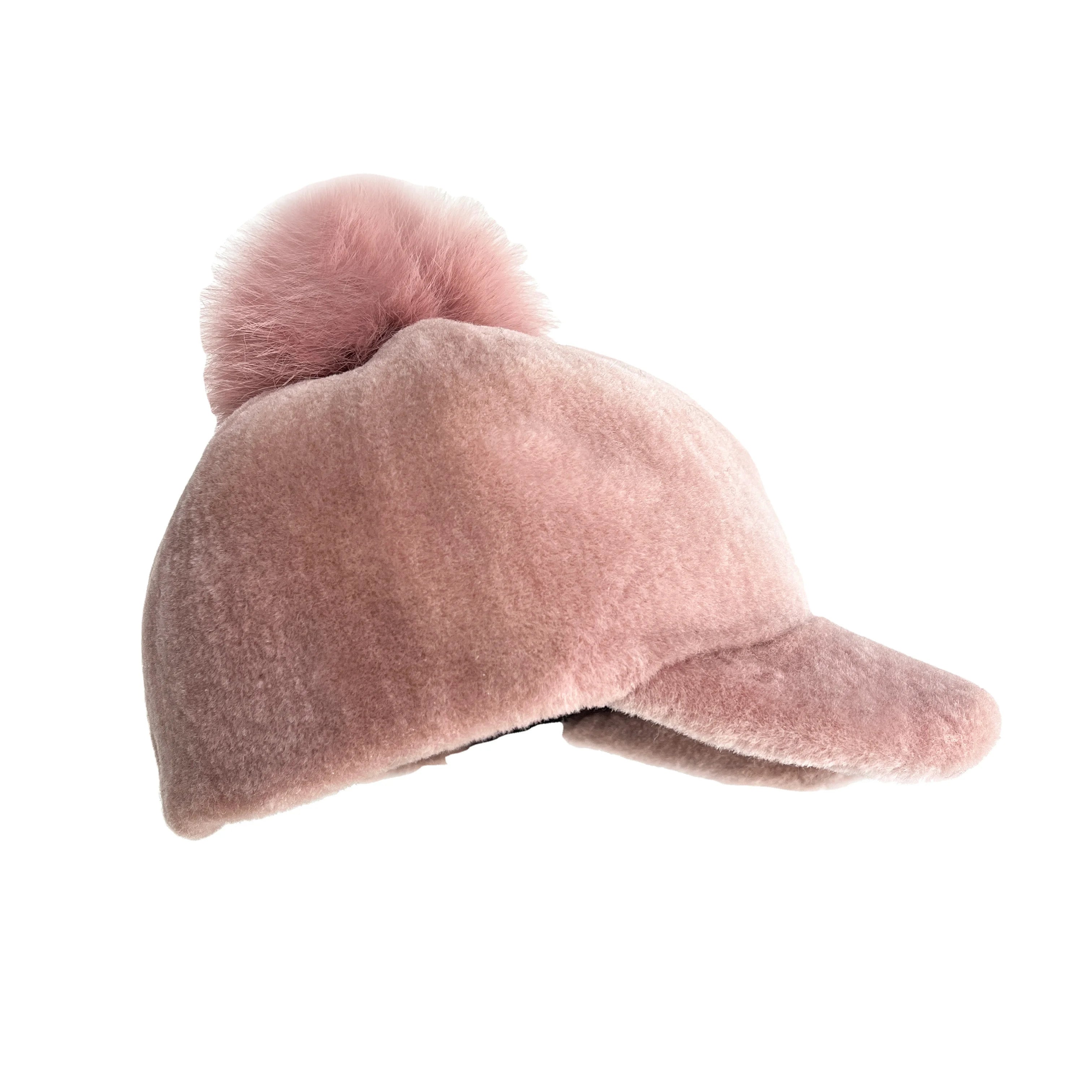 mountaineering hat 2026 Fashion Fox Fur Ball Top Woolen Baseball Cap Winter Fake  Mink Fur Ball Cap for Women
