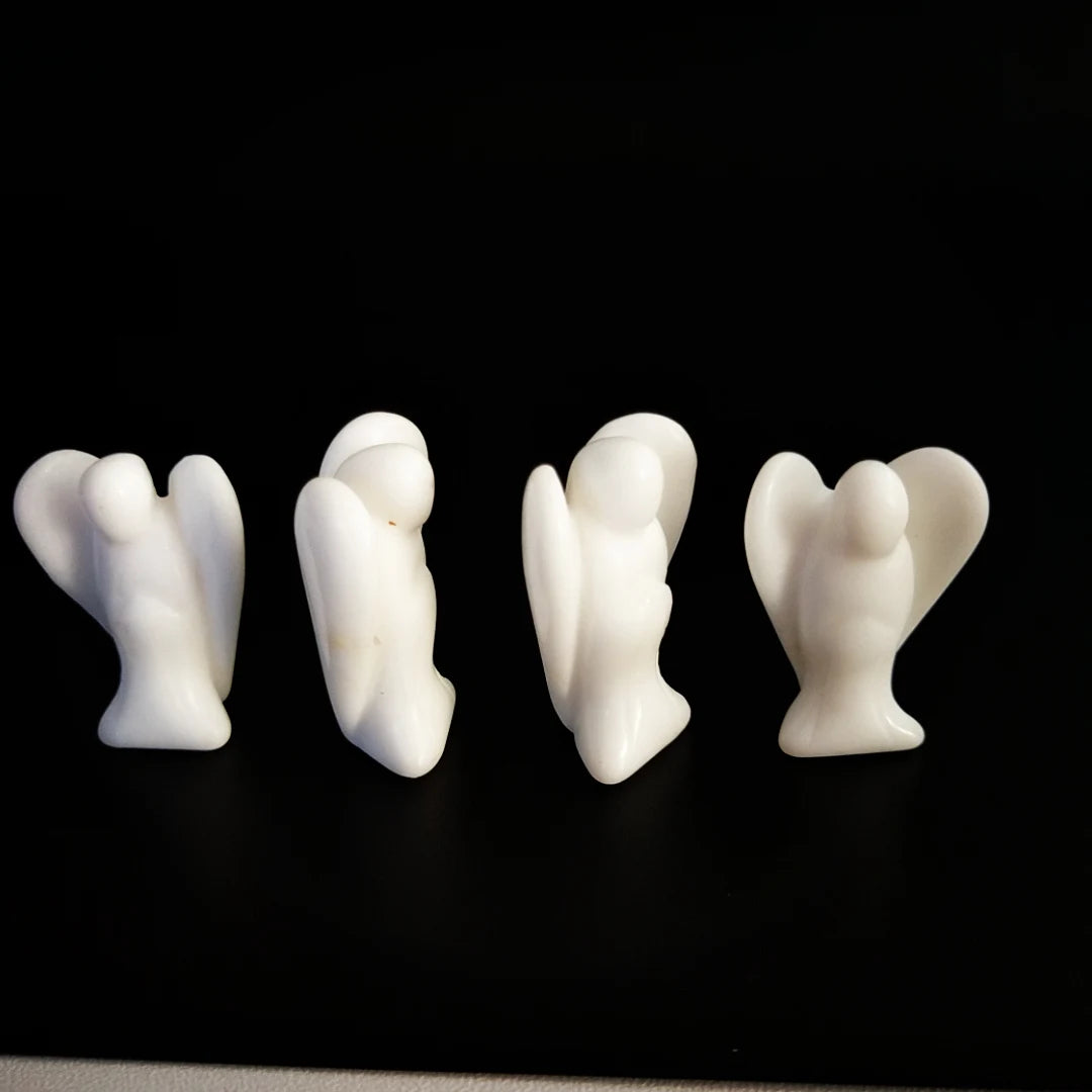 Huiying New Small stone carving antique 1.5 inch white jade angel statue for Home decoration crafts