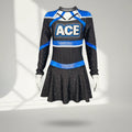 Custom Cheerleading and Majorette Uniform Sets for Girls Rhinestone Bodysuit Long Sleeve Crop Top & Skirt OEM Design