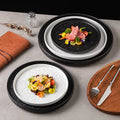 Japanese Style Black White Ceramic Restaurant Tableware Plates 8/10 Inch Round Steak Dishes Plate