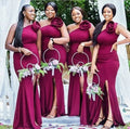 Elegant Maid of Honor Long Plus Size Customized Cheap African Lace One Shoulder Mermaid Bridesmaid Dresses MBA520