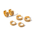 Wholesale Luxury 18K Gold-plated Stainless Steel Multi Row Zircon Earrings for Women Geometric Hypoallergenic Fashion Jewelry