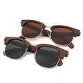 2024 Eco Friendly Customized Custom Logo Acceptable Half Wood Frame Brown DU Wooden Sunglasses for Men