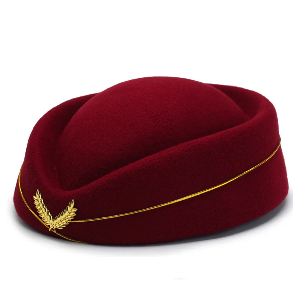 Unisex British Performance Hat Woolen Beret for Flight Attendants and Adults Korean Version Fashionable Top Hat Band Beret