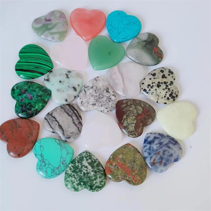 25mm Natural Crystal Heart Semi-Precious Gemstone Hand-Carved Valentine's Day Gift Non-Porous Heart-Shaped Crystal Stones