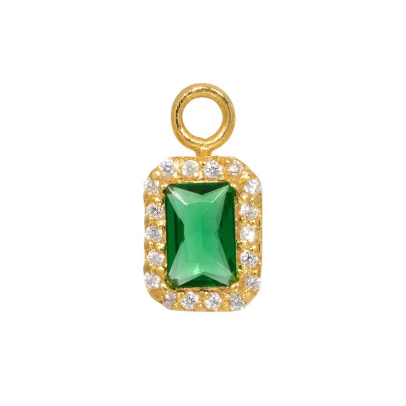 Gemnel Private Custom 18k Gold Cubic Zirconia Emerald baguette Mix Match Charm Pendant Earrings