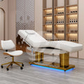 Luxury Professional Massage Table Electric Curved Lash Bed Stainless Steel Gold Base Facial Bed Beauty Salon Bed for Eyelash