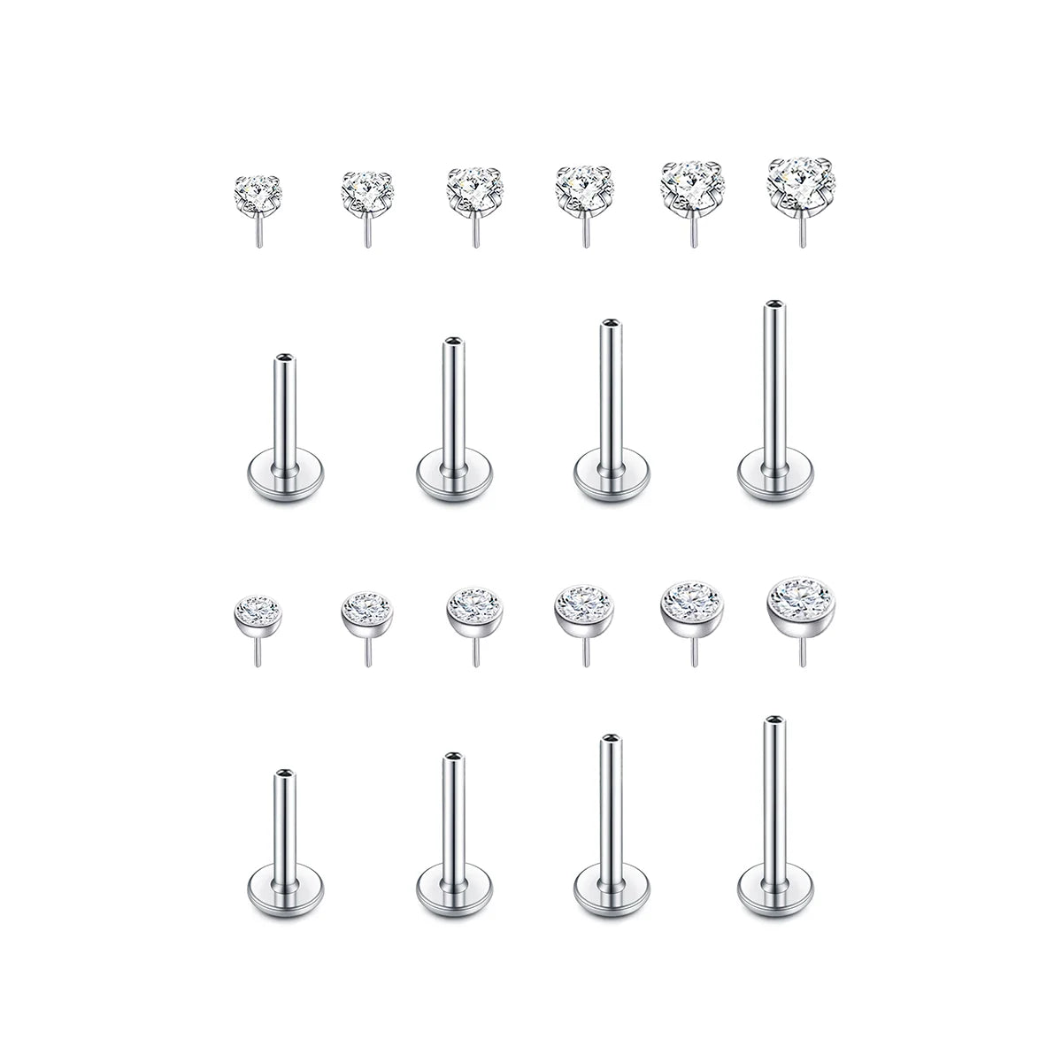 18G Labret Jewelry CZ Lip Studs Stainless Steel Cartilage Earrings Monroe Medusa Piercing Jewelry Threadless Push in Lip Rings
