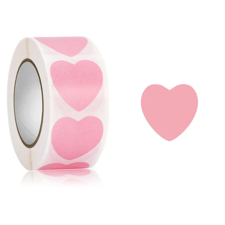 Pink Color Thank You Label Waterproof Gift Package Sticker Self Adhesive Heart Shape MegaBDM